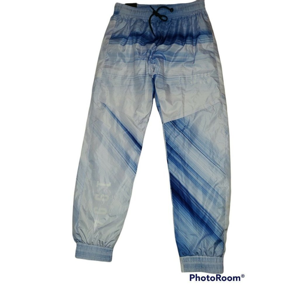 NWT ENCRYPTED Wind Pants Joggers Size Medium Blue Drawstring